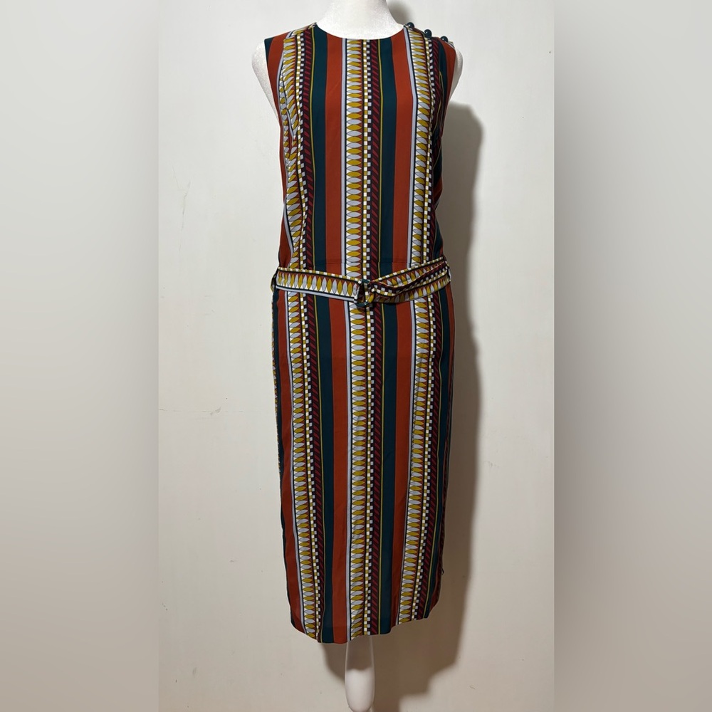 Tory Burch "Oceano Eden Julia" striped silk midi dress. Size 8